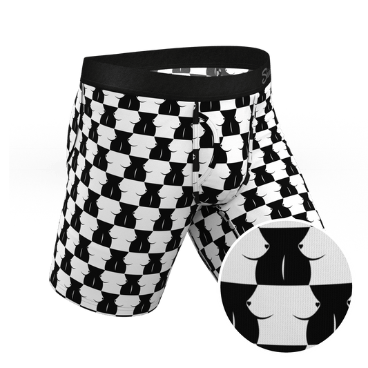 The Chest Mate | Checkered Long Leg Ball Hammock® Pouch Underwear With Fly - Shinesty