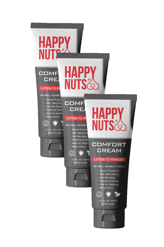 Happy Nuts Comfort Cream | Sweat and Odor Control Lotion 3 Pack - Shinesty