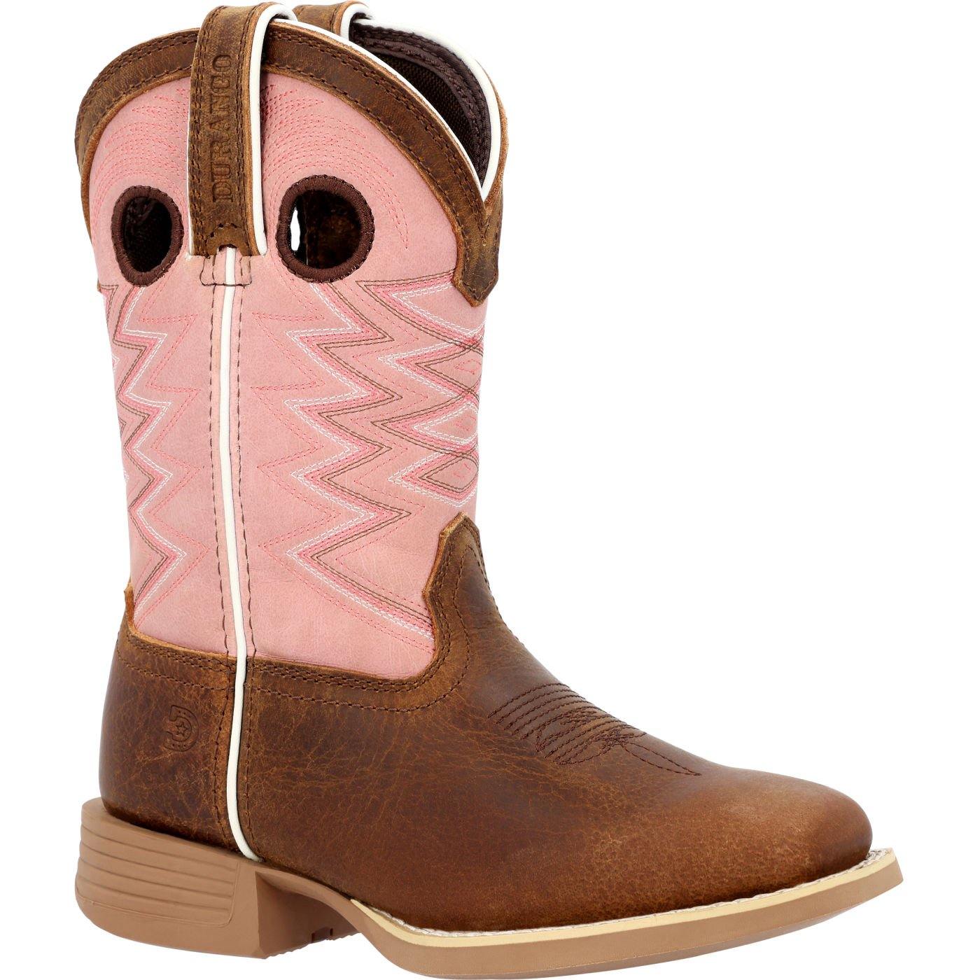 Durango Lil' Rebel Pro™ Little Kids’ Dark Chestnut Bubble Gum Western Boot