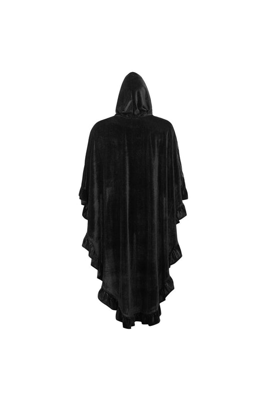 Daisy Corsets Black Velvet Hooded Ruffle Cape