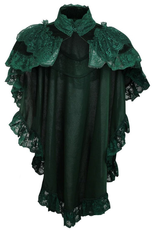 Daisy Corsets Tapered Dark Green Velvet & Lace Capelet