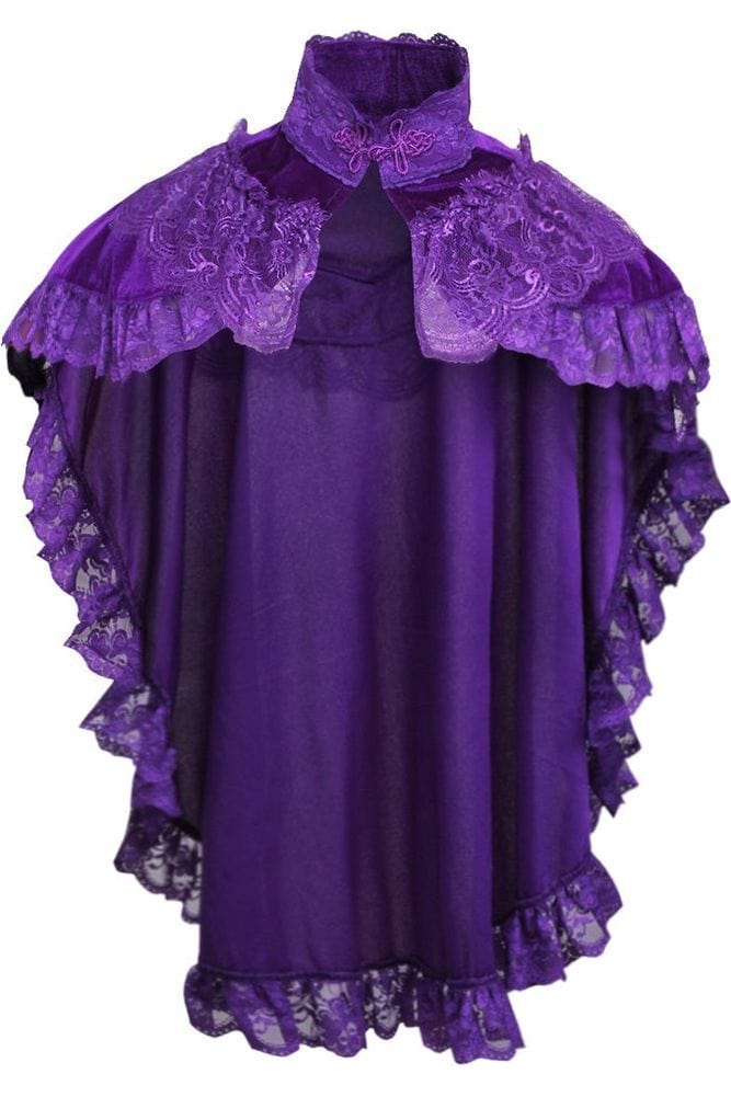 Daisy Corsets Dark Purple Velvet & Lace Capelet - Daisy Corsets