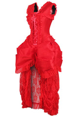 Daisy Corsets Top Drawer Steel Boned Red Lace Victorian Bustle Corset Dress