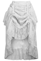 Daisy Corsets White Lace Adjustable High Low Bustle Skirt - Daisy Corsets