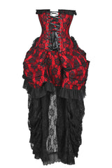 Daisy Corsets Top Drawer Steel Boned Red w/Black Lace Bustle Corset Dress