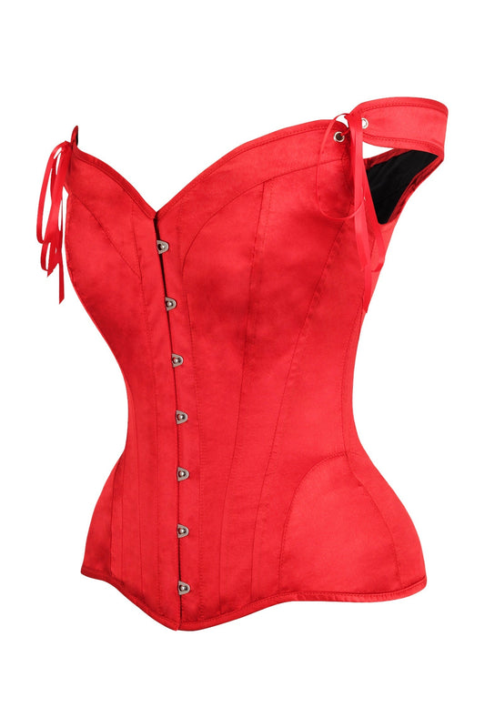 Daisy Corsets Top Drawer Red Satin Steel Boned Corset w/Straps - Daisy Corsets