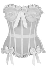 Daisy Corsets Top Drawer Steel Boned White Mesh Underwire Bustier Corset - Daisy Corsets