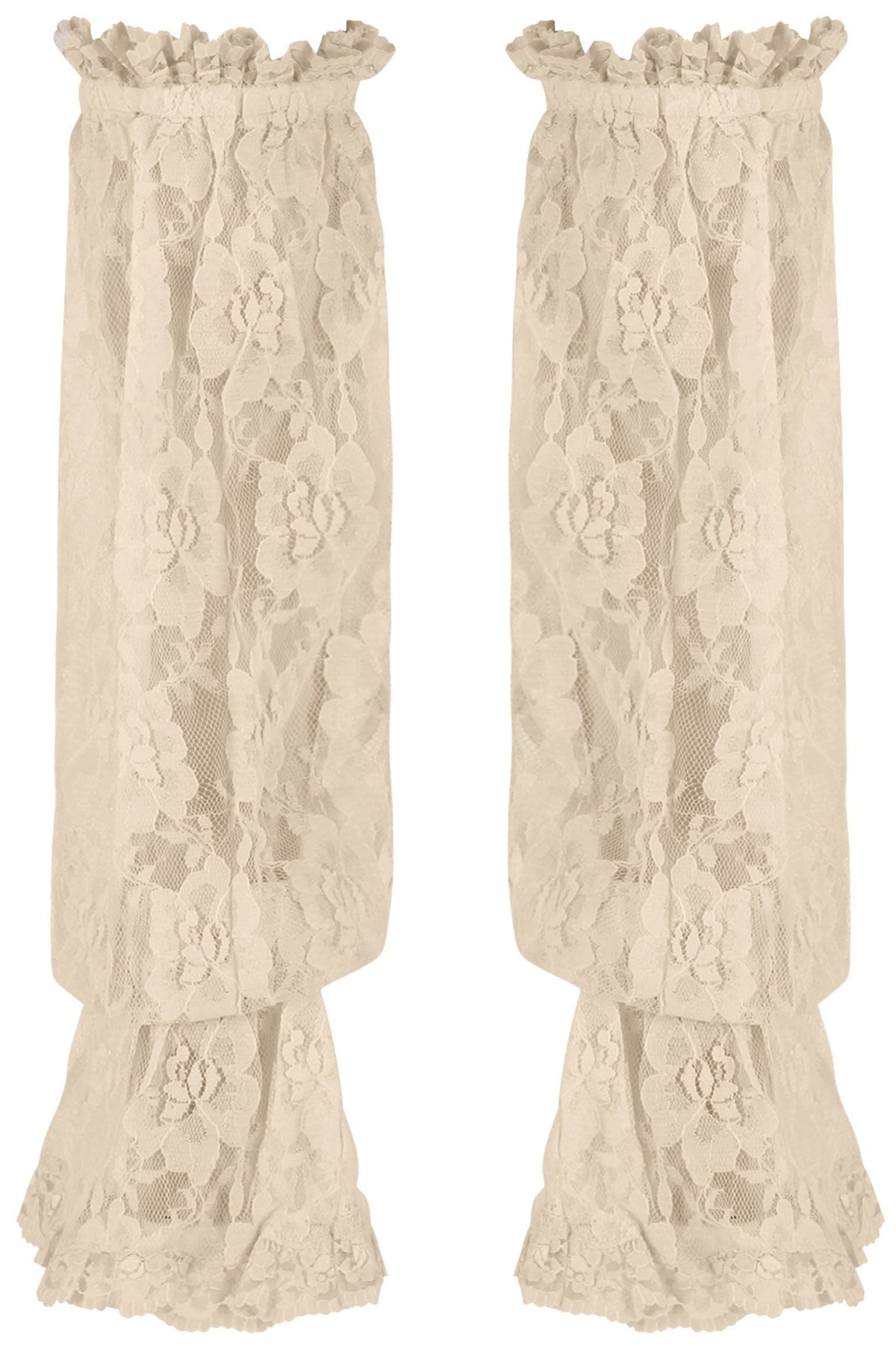 Daisy Corsets Beige Sheer Lace Smocked Sleeves - Daisy Corsets