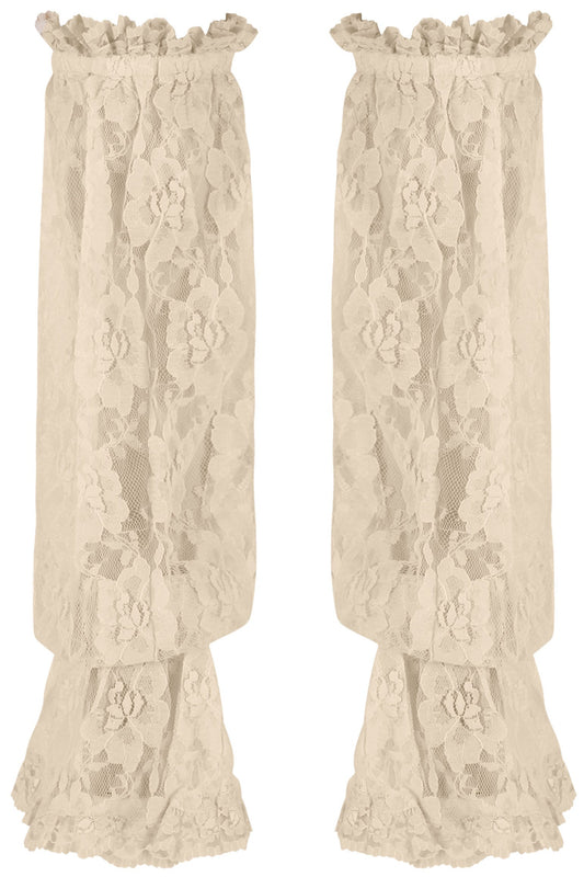 Daisy Corsets Beige Sheer Lace Smocked Sleeves