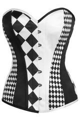 Daisy Corsets Top Drawer Black/White Print Steel Boned Corset