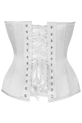 Daisy Corsets Top Drawer Steel Boned White Satin Plunge Neckline Overbust Corset