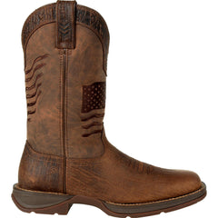 Rebel™ by Durango Brown Distressed Flag Embroidery Western Boot