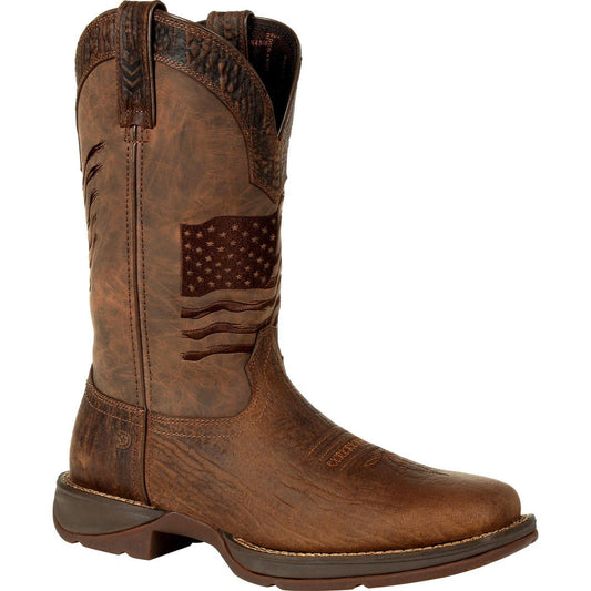 Rebel™ by Durango Brown Distressed Flag Embroidery Western Boot