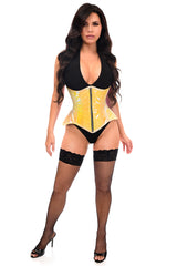 Daisy Corsets Top Drawer Yellow/Pink Holo Double Steel Boned Underbust Waist Cincher Corset