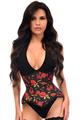 Daisy Corsets Top Drawer Red Roses Double Steel Boned Waist Training Corset Cincher - Daisy Corsets