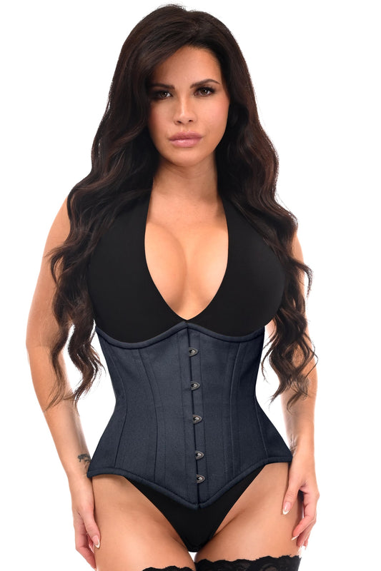 Daisy Corsets Top Drawer Black Cotton Double Steel Boned Waist Training Corset Cincher