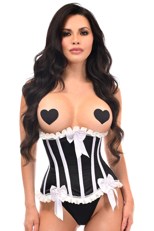 Daisy Corsets Top Drawer Black/White Steel Boned Burlesque Underbust Corset Waist Cincher - Daisy Corsets