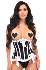 Daisy Corsets Top Drawer Black/White Steel Boned Burlesque Underbust Corset Waist Cincher