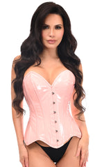 Daisy Corsets Top Drawer Lt Pink Patent Leather Steel Boned Overbust Corset