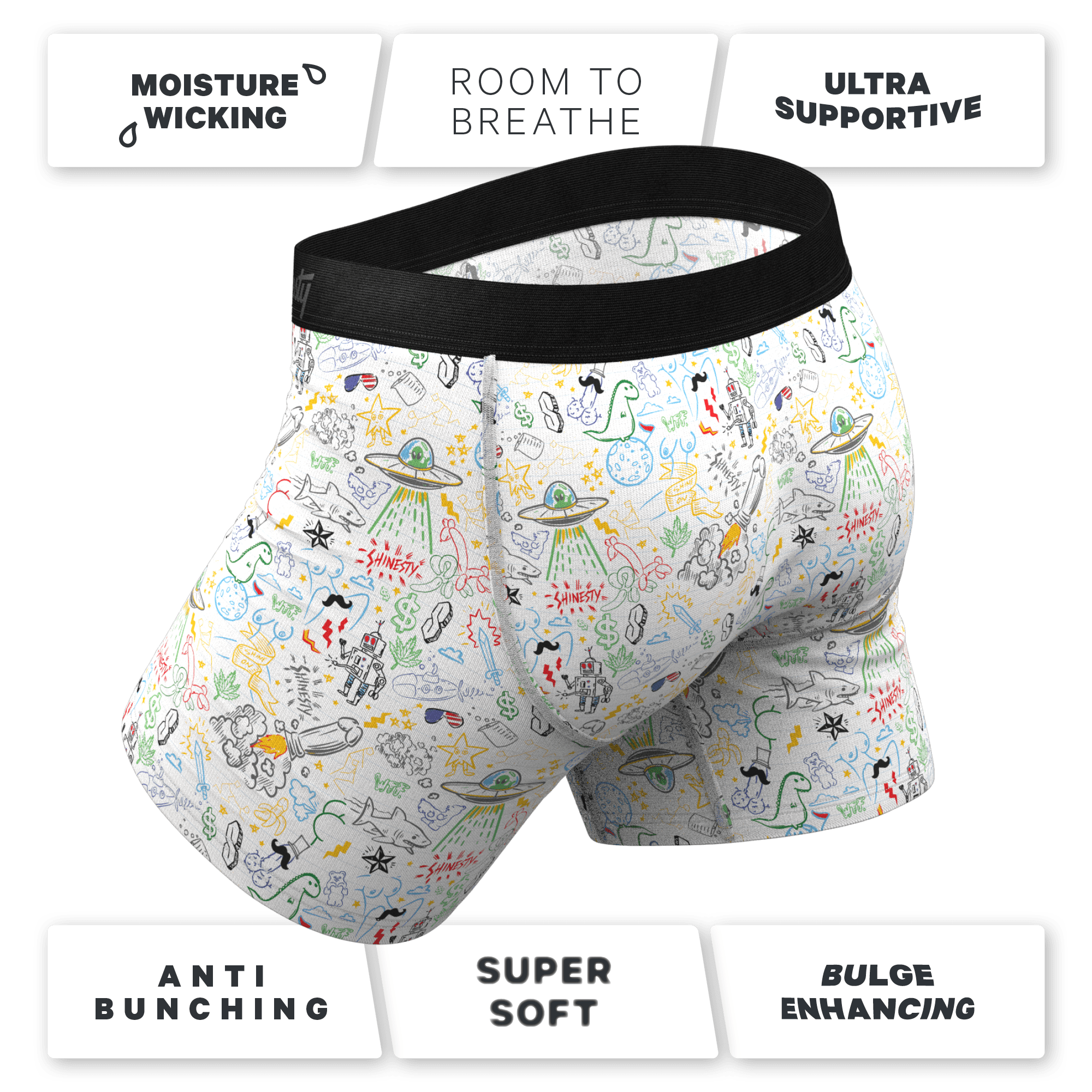 The Daily Detention | Doodle Ball Hammock® Pouch Underwear With Fly - Shinesty