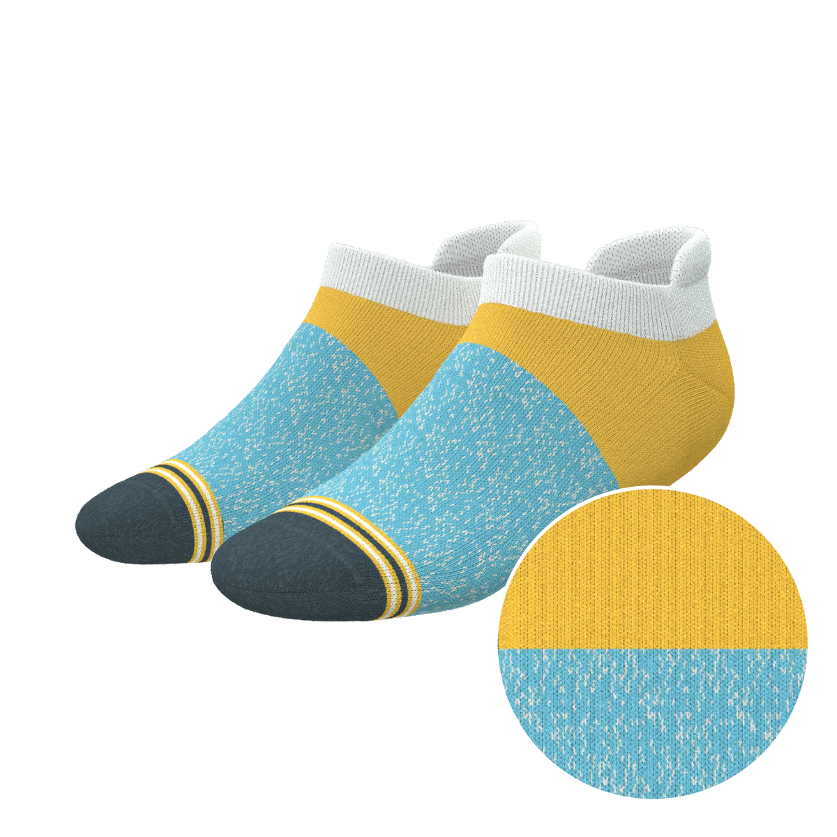 The Daybreak | Mustard and Blue Heel Hammock™ Ankle Socks