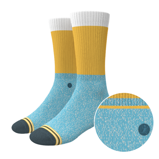 The Daybreak | Mustard and Blue Heel Hammock™ Crew Socks