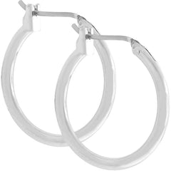 Simple Silvertone Hoop Earrings