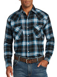 Ely Cattleman Men's Long Sleeve Brawny Flannel Western Snap Shirt - Flyclothing LLC