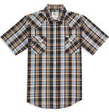 Men's Ely Cattleman Short Sleeve Plaid Western Snap Shirt - Flyclothing LLC