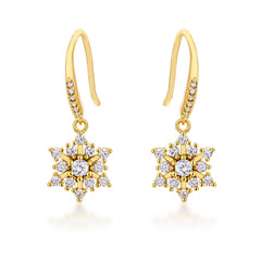 Dainty Gold Plated Snowflake Drop Earrings