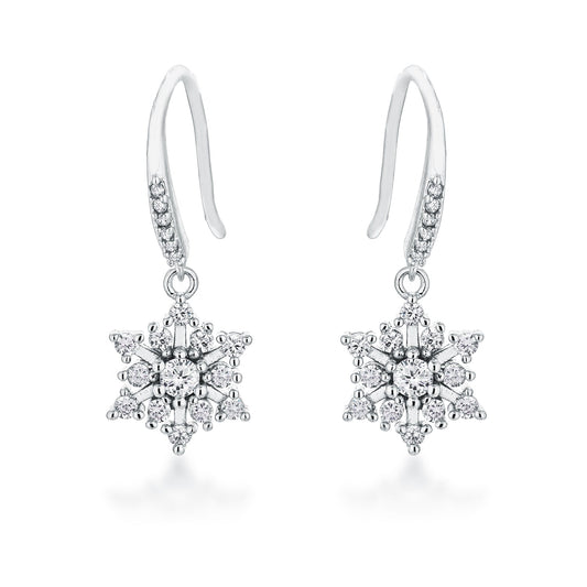 Contemporary Rhodium Plated CZ Earrings - JGI