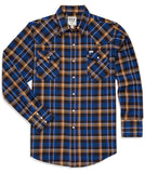 Men's Ely Cattleman Long Sleeve Plaid Western Snap Shirt Navy