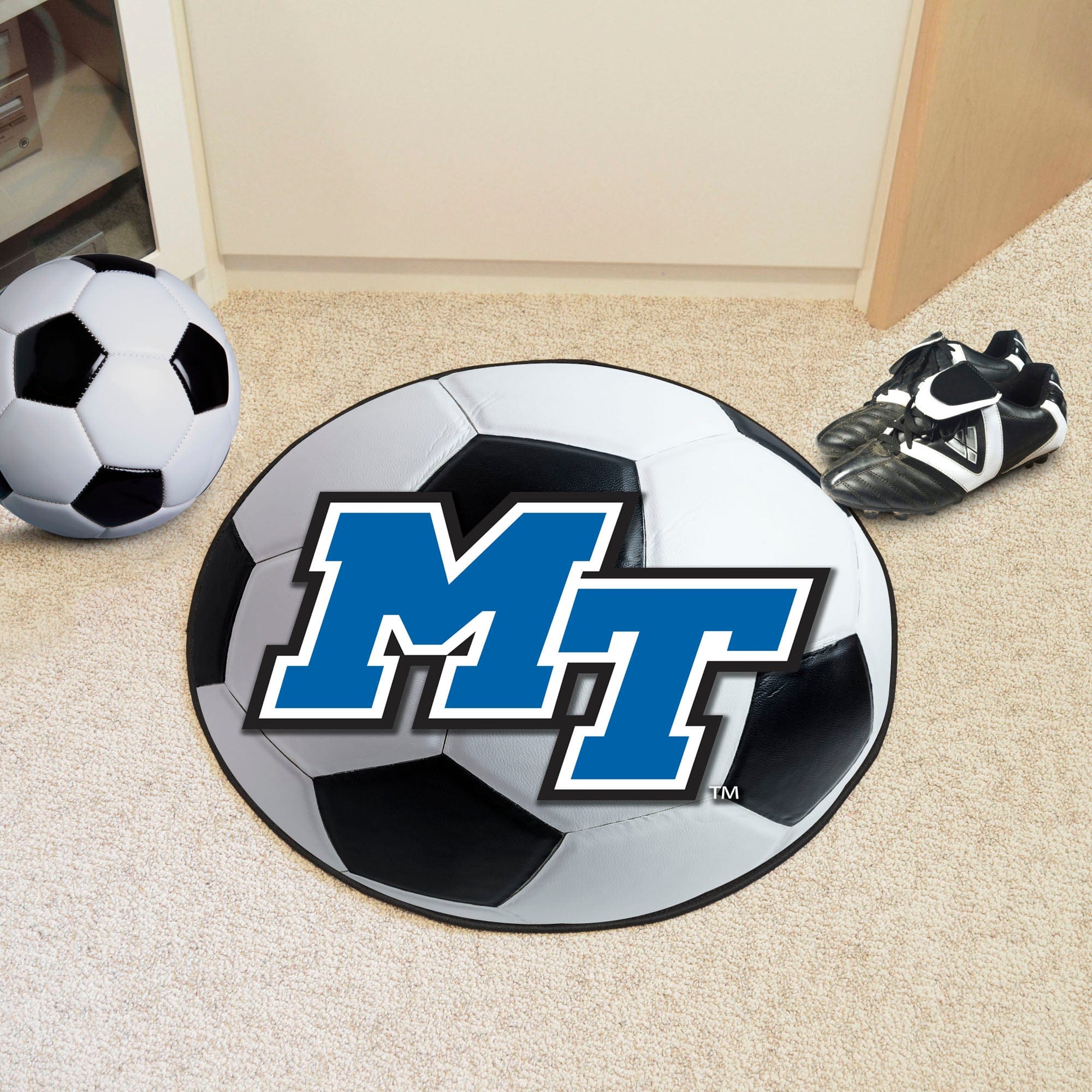 Middle Tennessee Blue Raiders Soccer Ball Rug - 27in. Diameter - Middle Tennessee