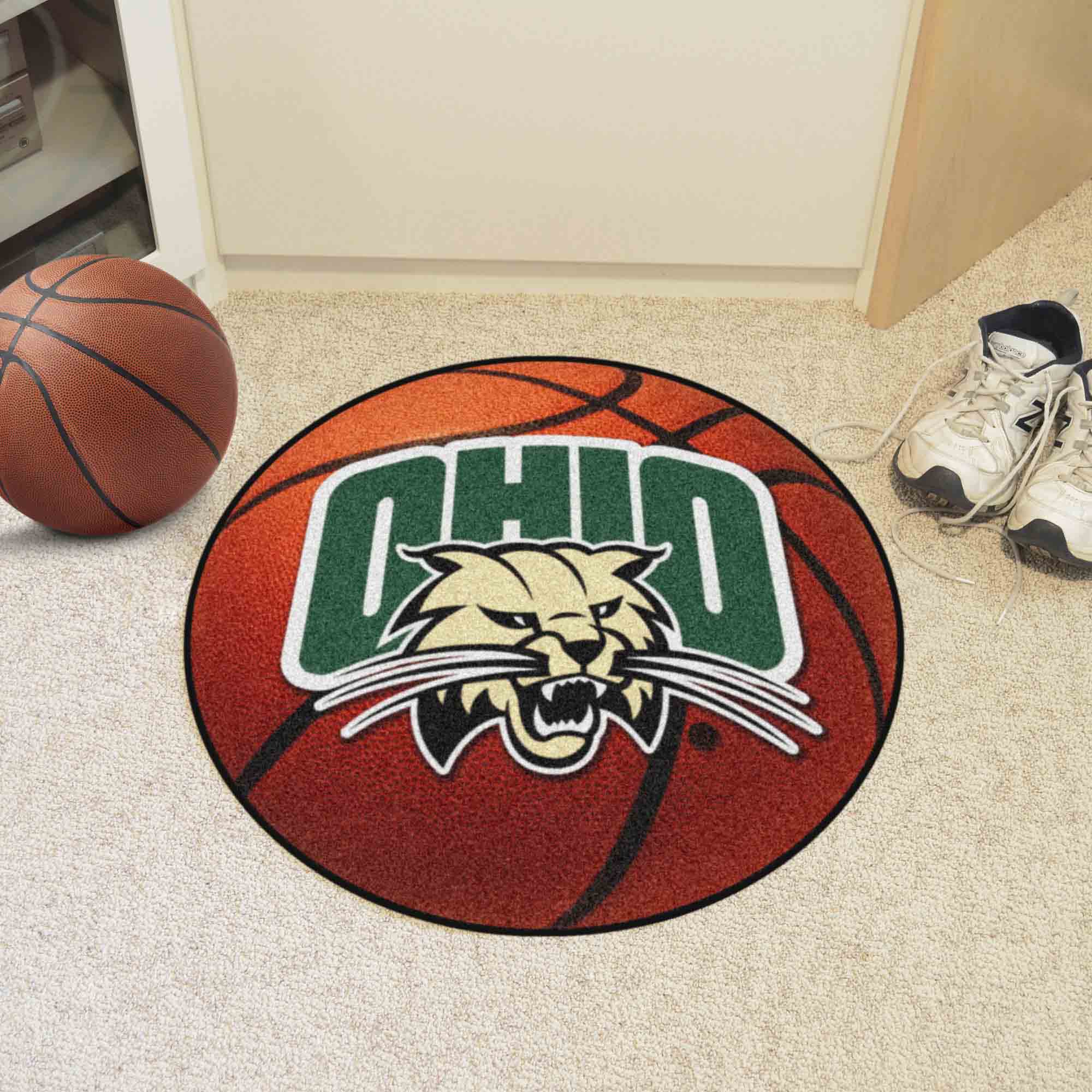 Ohio Bobcats Basketball Rug - 27in. Diameter - Ohio