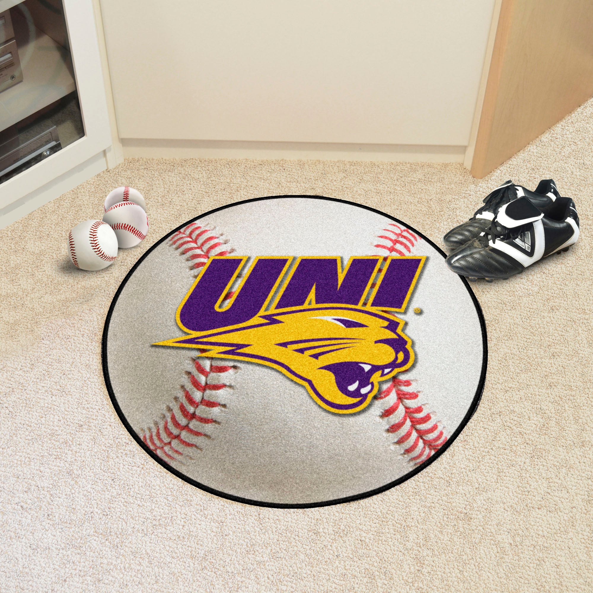 Northern Iowa Panthers Baseball Rug - 27in. Diameter