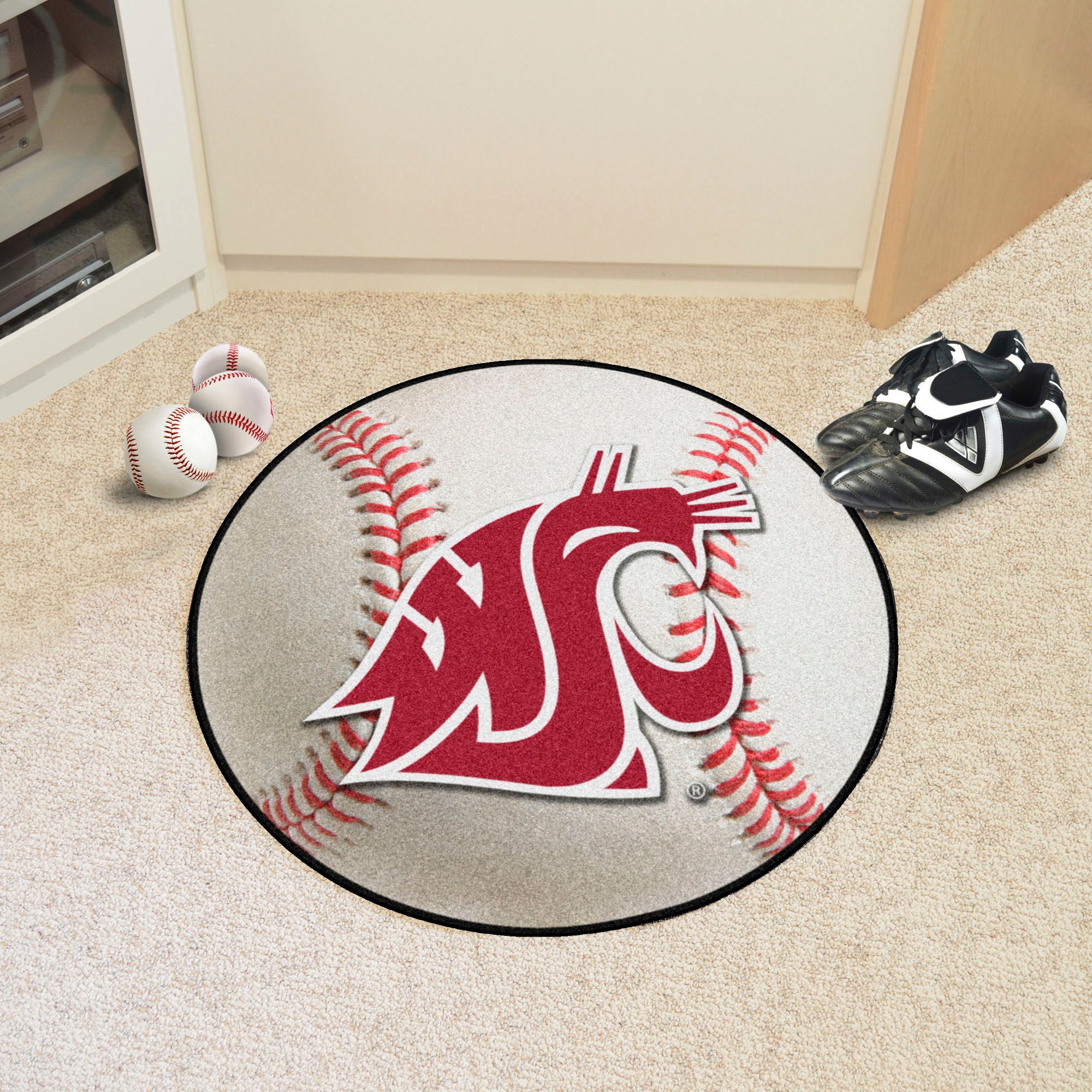 Washington State Cougars Baseball Rug - 27in. Diameter