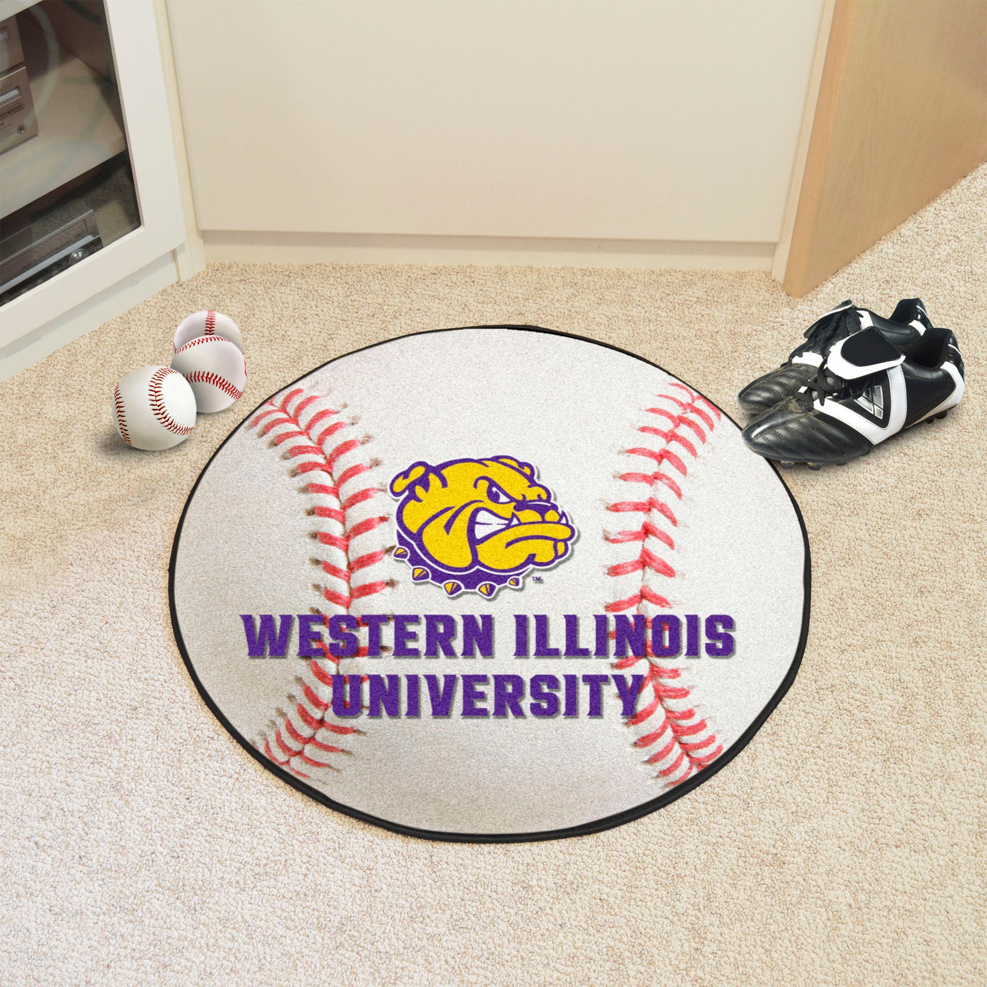 Western Illinois Leathernecks Baseball Rug - 27in. Diameter