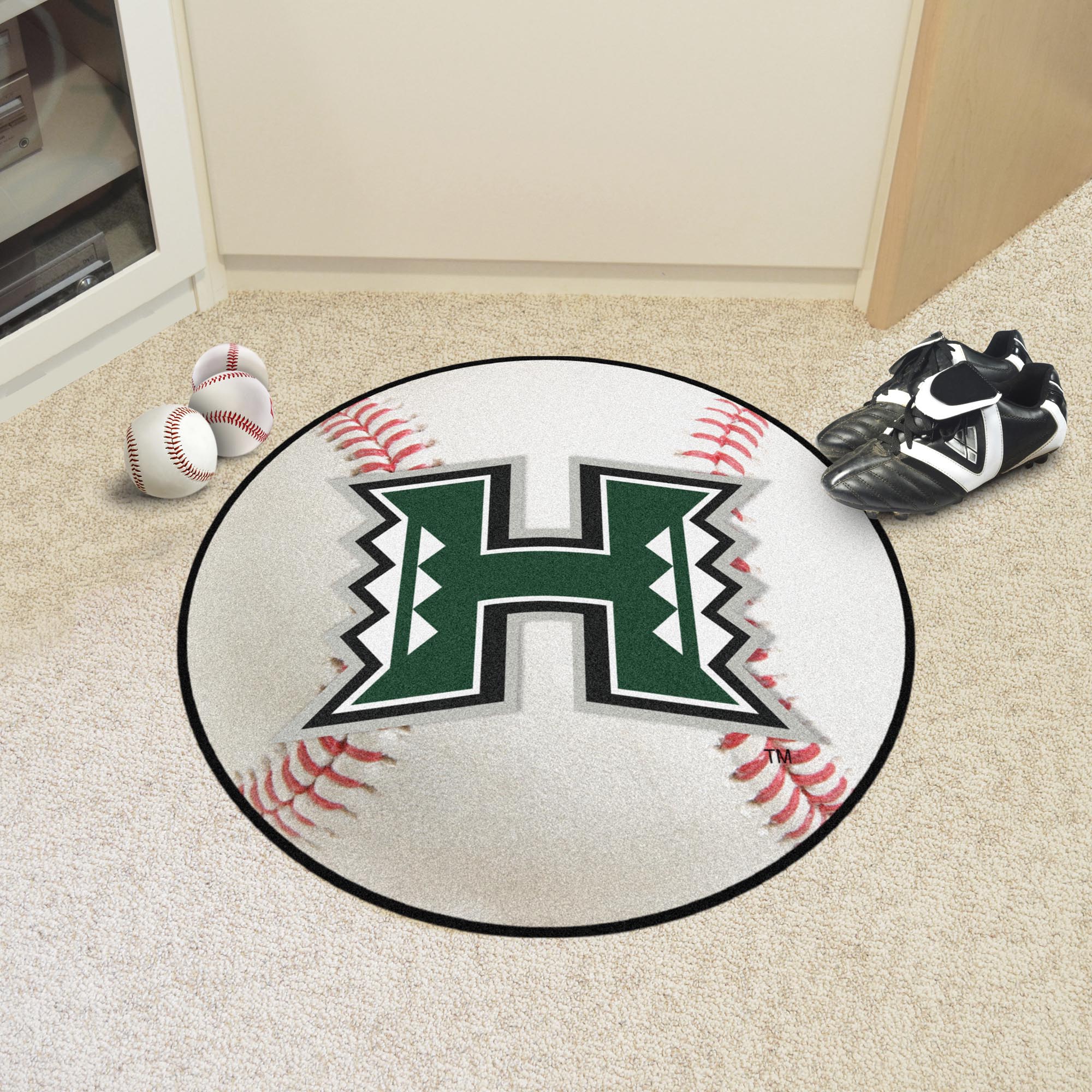 Hawaii Rainbows Baseball Rug - 27in. Diameter