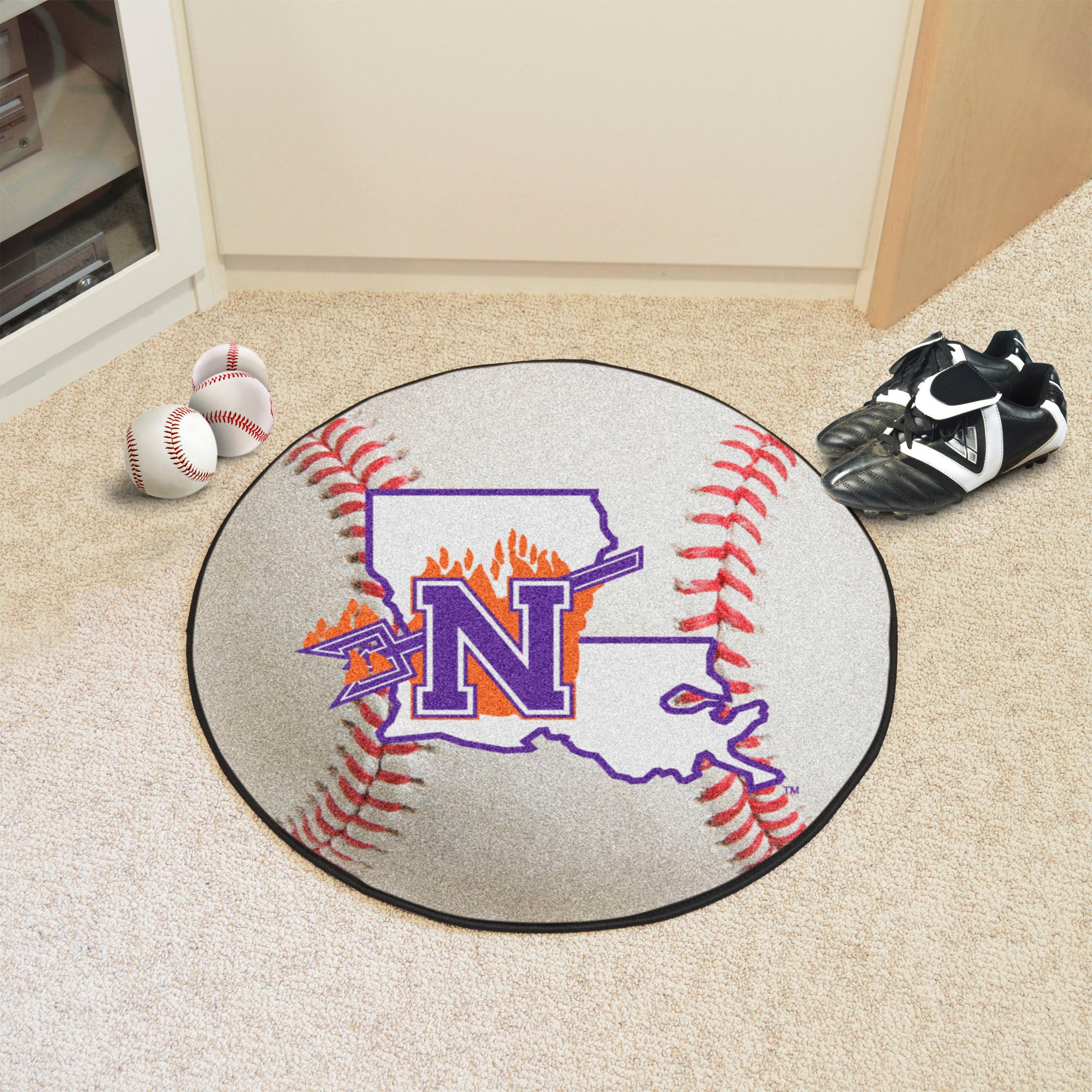 Northwestern State Demons Baseball Rug - 27in. Diameter