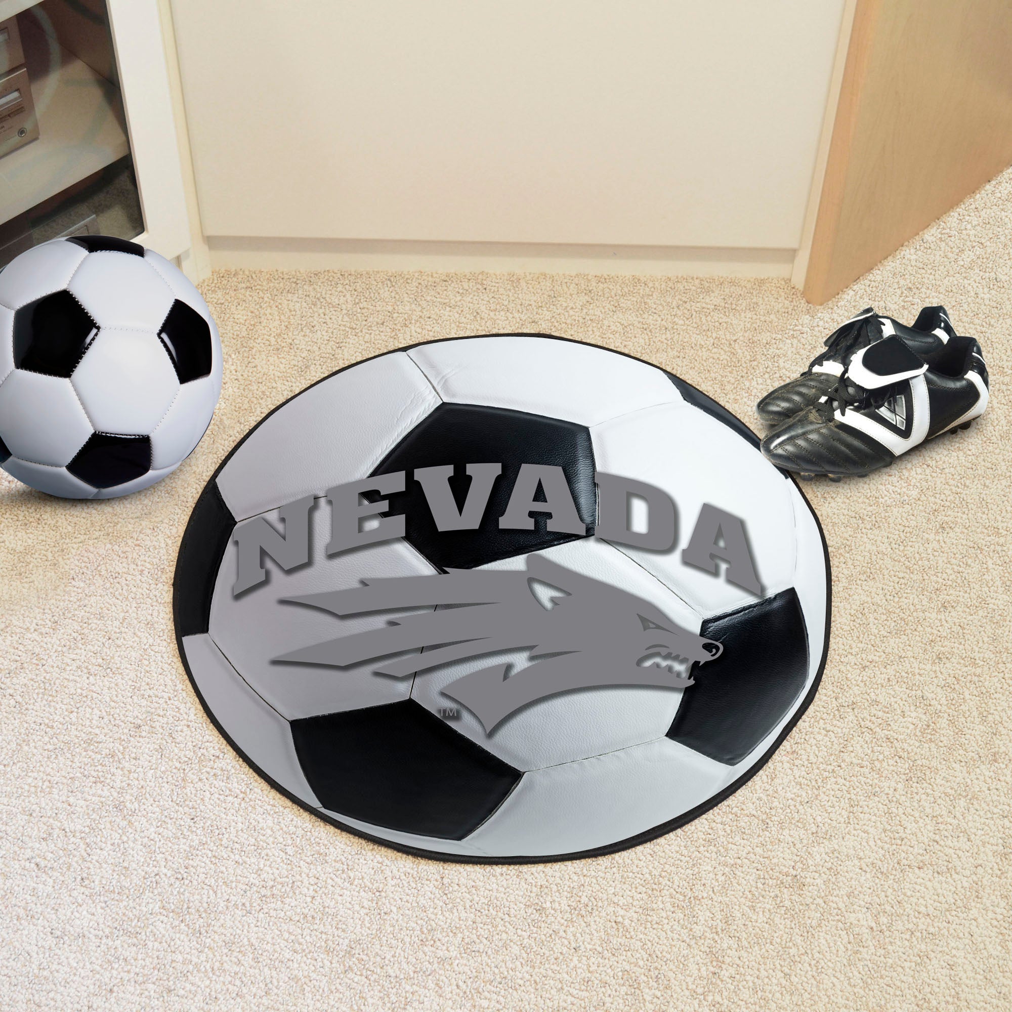 Nevada Wolfpack Soccer Ball Rug - 27in. Diameter - Nevada