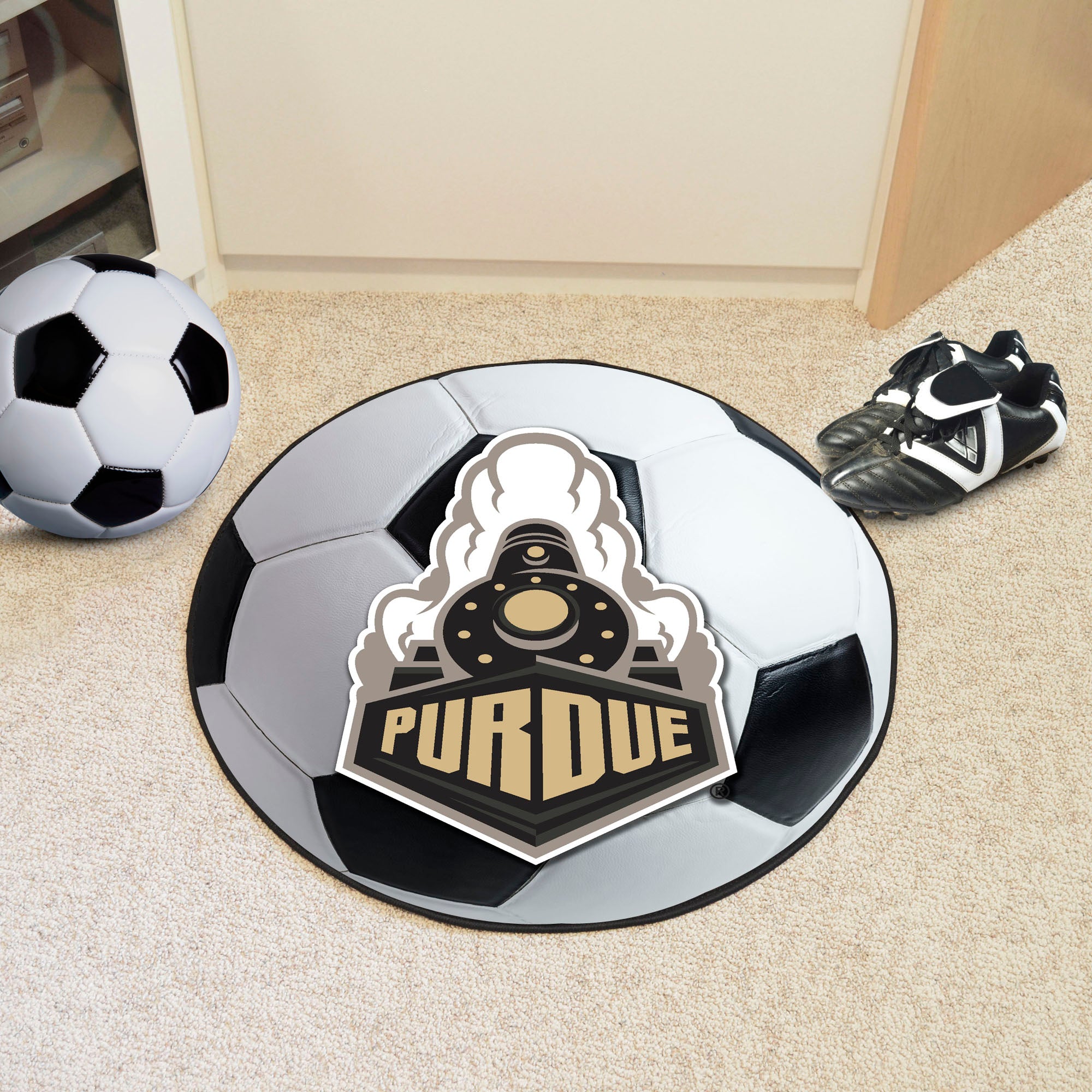 Purdue Boilermakers Soccer Ball Rug - 27in. Diameter, Train Logo