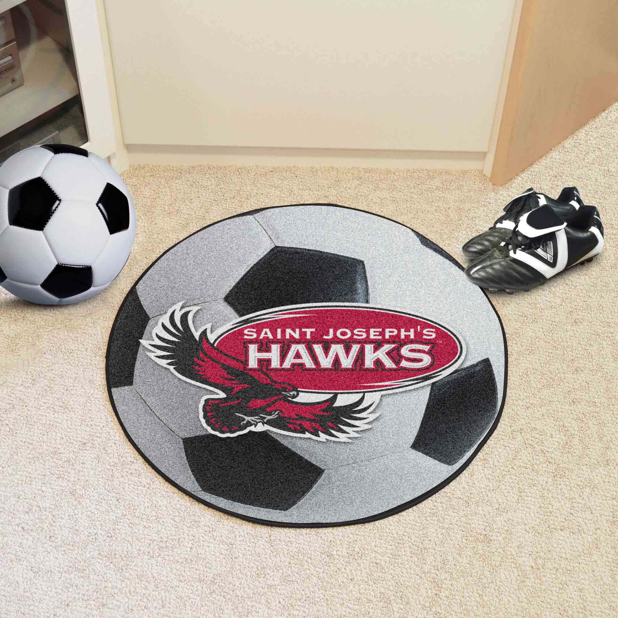 St. Joseph's Red Storm Soccer Ball Rug - 27in. Diameter