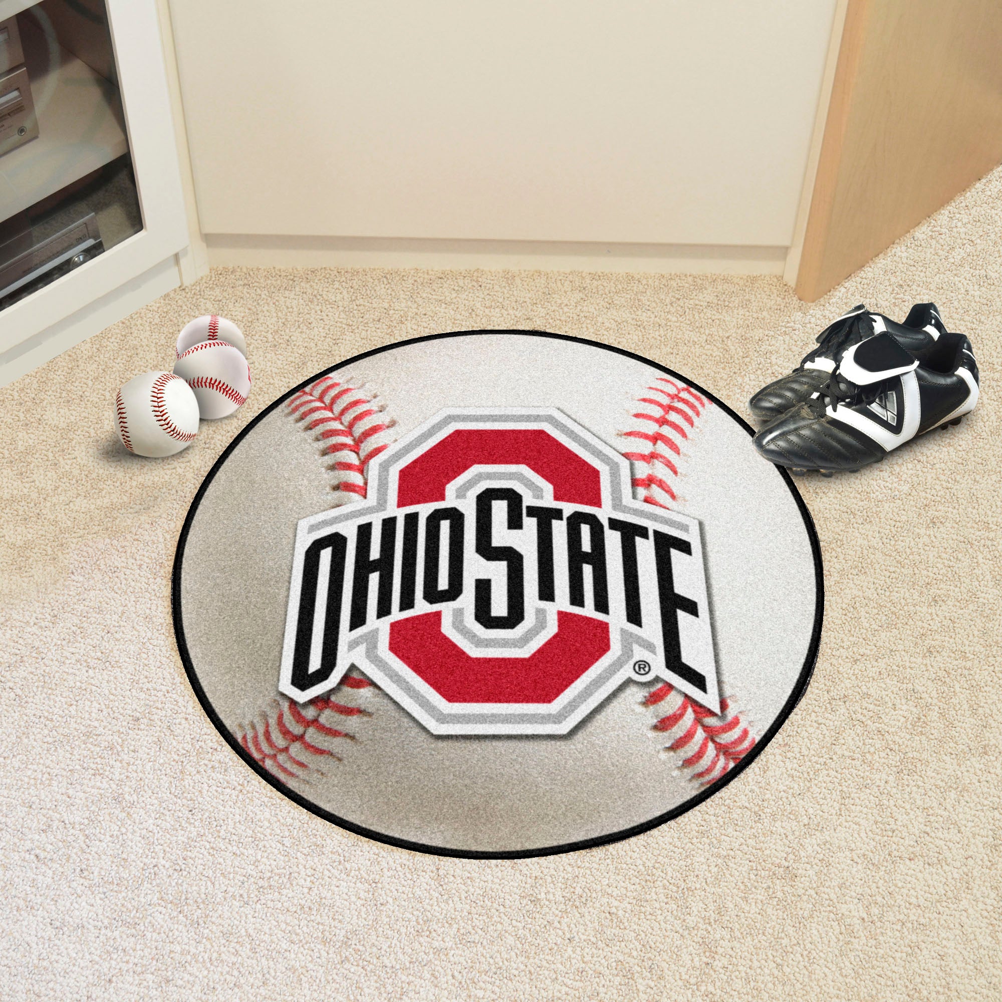 Ohio State Buckeyes Baseball Rug - 27in. Diameter