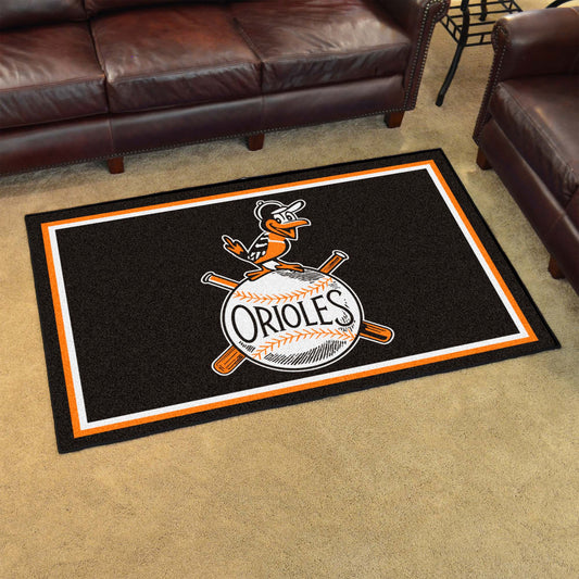 Baltimore Orioles 4ft. x 6ft. Plush Area Rug 1954 Retro Logo