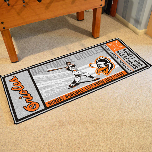 Baltimore Orioles Ticket Runner Rug - 30in. x 72in. 1954 Retro Logo - Baltimore Orioles