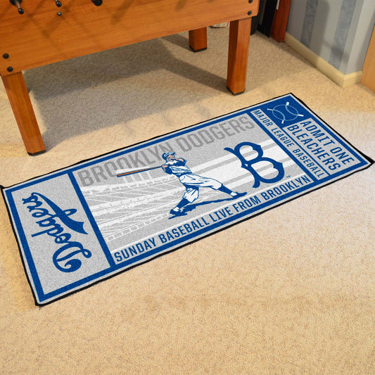 Brooklyn Dodgers Ticket Runner Rug - 30in. x 72in. 1949 Retro Logo