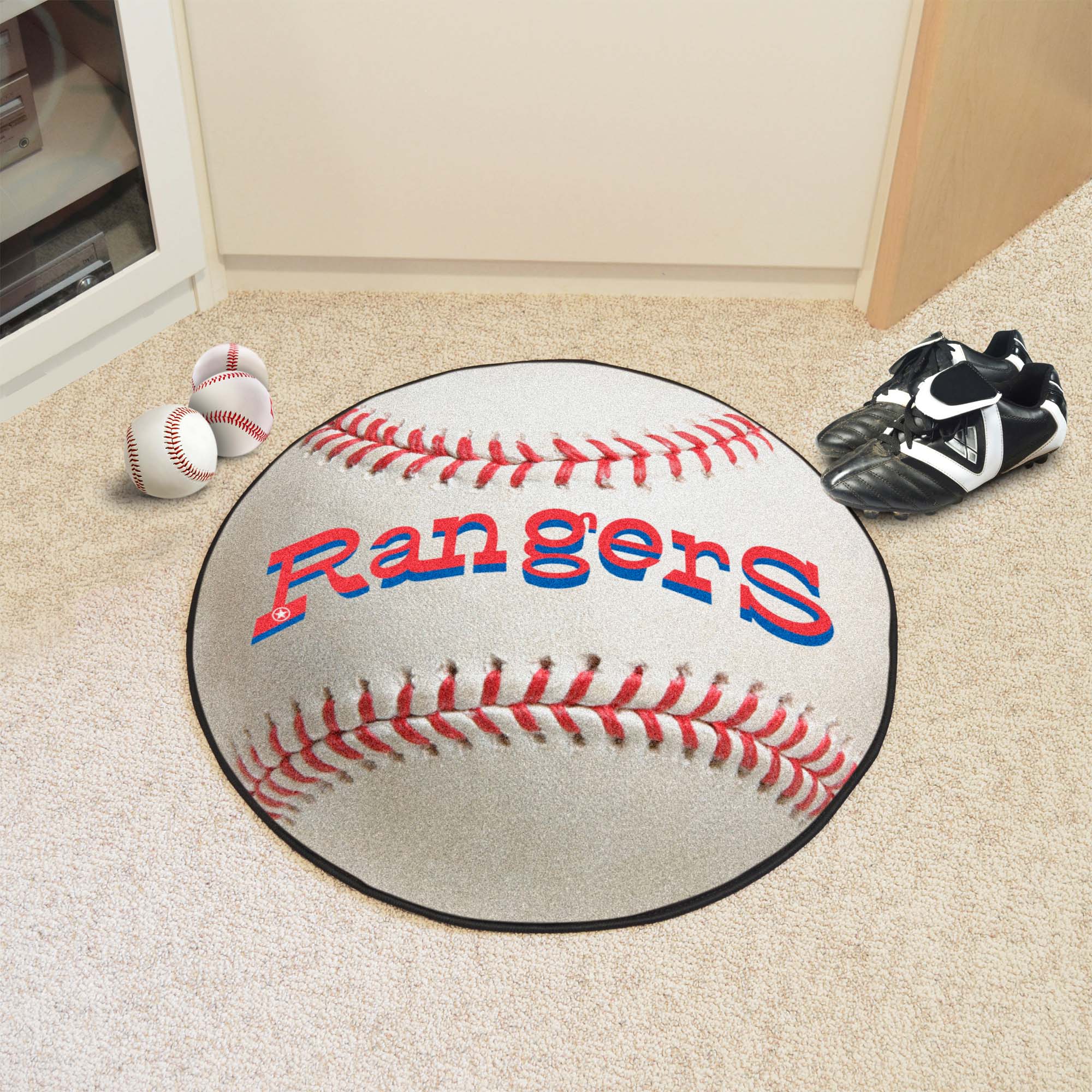 Texas Rangers Baseball Rug - 27in. Diameter