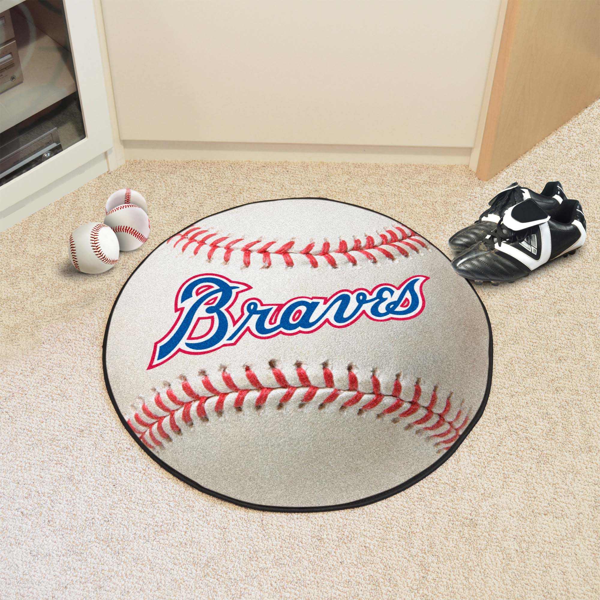 Atlanta Braves Baseball Rug - 27in. Diameter 1974 Retro Logo