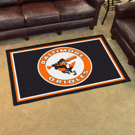 Baltimore Orioles 4ft. x 6ft. Plush Area Rug 1975 Retro Logo - Baltimore Orioles