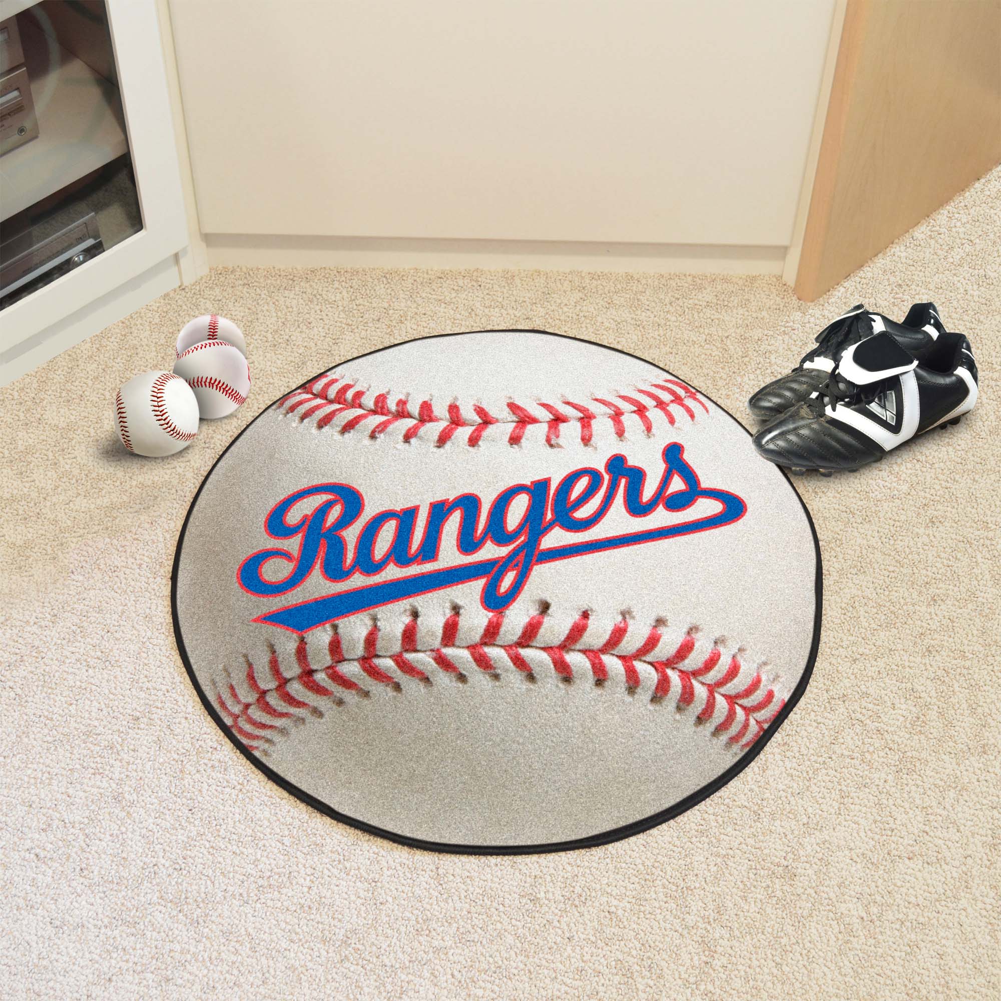 Texas Rangers Baseball Rug - 27in. Diameter